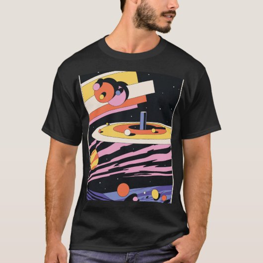 サイケデリック宇宙: 70sジオメトリック形状 tシャツ (正面)