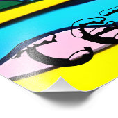 サイケデリック山、湖、木。平和 フォトプリント            (角)