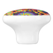 サイケデリック抽象芸術カラフルフローラ セラミックノブ (側面)
