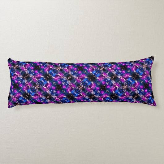 サイケデリック抽象芸術紫ピンクブルーグレストライプのー ボディピロー (裏面)