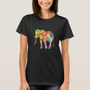 サイケデリック数々の象 Tシャツ