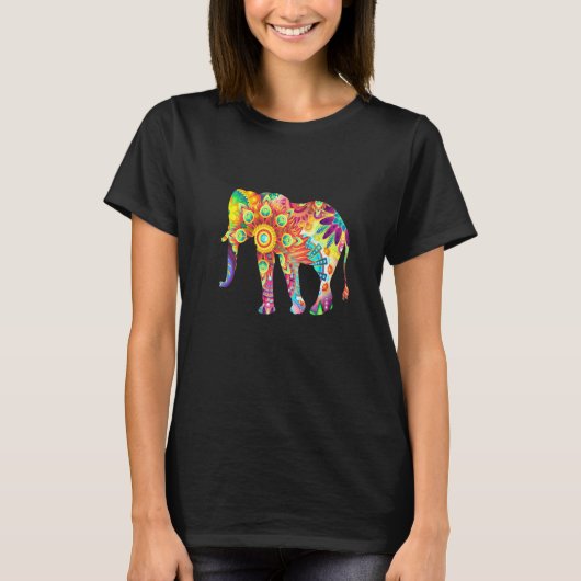 サイケデリック数々の象 Tシャツ (正面)