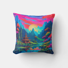 サイケデリック日本風景アート クッション