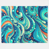 「サイケデリック海波」 フリースブランケット (正面(横))