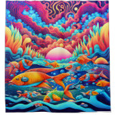 サイケデリック海 シャワーカーテン (正面)