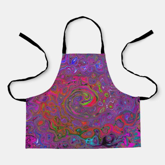 サイケデリック溝状マゼンタレトロ液スワール エプロン (正面)