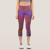 サイケデリック溝状マゼンタレトロ液スワール カプリレギンス (正面)
