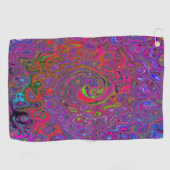 サイケデリック溝状マゼンタレトロ液スワール ゴルフタオル (横)