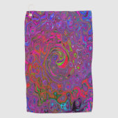 サイケデリック溝状マゼンタレトロ液スワール ゴルフタオル (正面)