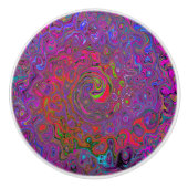 サイケデリック溝状マゼンタレトロ液スワール セラミックノブ (正面)