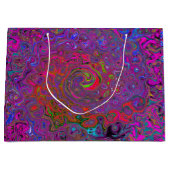 サイケデリック溝状マゼンタレトロ液スワール ラージペーパーバッグ (正面)
