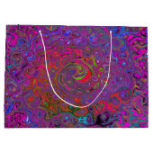 サイケデリック溝状マゼンタレトロ液スワール ラージペーパーバッグ (裏面)