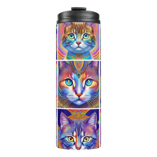 サイケデリック王室のカラフル猫 タンブラー (正面)