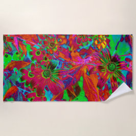 サイケデリック生花 ビーチタオル