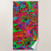 サイケデリック生花 ビーチタオル (正面)