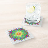 サイケデリック禅マンダラ抽象芸術アート ガラスコースター (アングル)