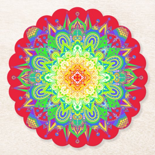 サイケデリック禅マンダラ抽象芸術アート ペーパーコースター (正面)