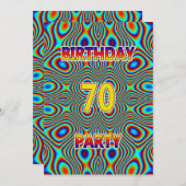 サイケデリック第70回誕生日パーティー招待状 招待状 (正面/裏面)