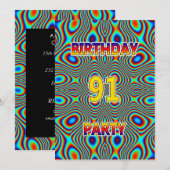 サイケデリック第91回誕生日パーティーへの招待 招待状 (正面/裏面)