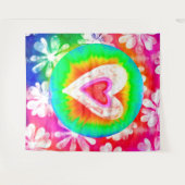 サイケデリック絞り染めハート タペストリー (正面(横))