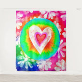 サイケデリック絞り染めハート タペストリー (正面)