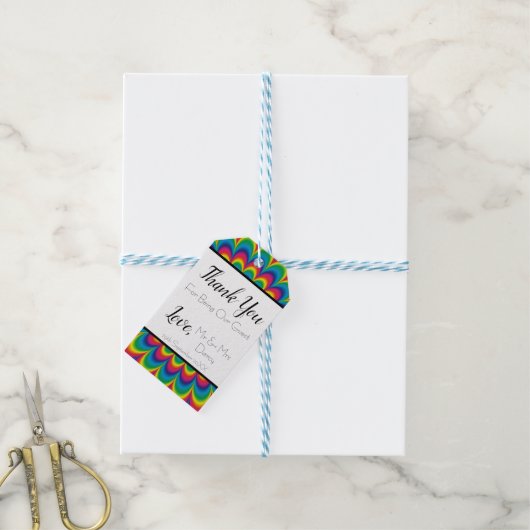 サイケデリック絞り染めメッセージカード ギフトタグ (より糸付き)