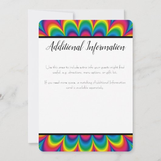 サイケデリック絞り染め結婚式招待状 招待状 (裏面)
