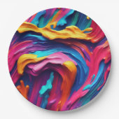 サイケデリック絵を描カラフル線 ペーパープレート (正面)