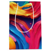 サイケデリック絵を描カラフル線 ミディアムペーパーバッグ (正面)