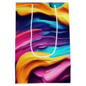 サイケデリック絵を描カラフル線 ミディアムペーパーバッグ (裏面)