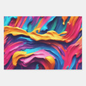 サイケデリック絵を描カラフル線 ラッピングペーパーシート (正面3)