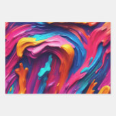 サイケデリック絵を描カラフル線 ラッピングペーパーシート (正面2)
