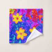 サイケデリック花4 バスタオルセット (ウォッシュタオル)