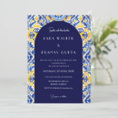 サイケデリック誓い：Groovy Blue Tile結婚の 招待状 (スタンド正面)