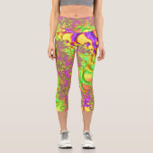 サイケデリック酸カラフルトリップ抽象芸術フラクタル カプリレギンス (正面)