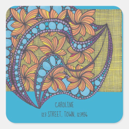 サイケデリック青サイケデリック君の名 スクエアシール (正面)