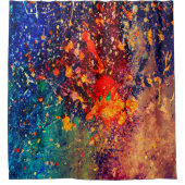 サイケデリック(ばちゃばちゃ)跳ねる |レインボーカラフル抽象芸術 シャワーカーテン (正面)