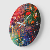 サイケデリック(ばちゃばちゃ)跳ねる |レインボーカラフル抽象芸術 ラージ壁時計 (傾斜)