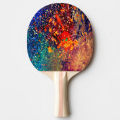 サイケデリック(ばちゃばちゃ)跳ねる |レインボーカラフル抽象芸術 卓球ラケット (正面)