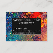 サイケデリック（ばちゃばちゃ）跳ねる |レインボー抽象芸術モノグラム 名刺 (裏面)