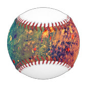サイケデリック(ばちゃばちゃ)跳ねる |レインボー抽象芸術モノグラム 野球ボール (裏面)