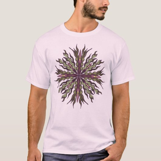 サイケデリック アイプラント - 超現実主義の植物マンダラ Tシャツ (正面)