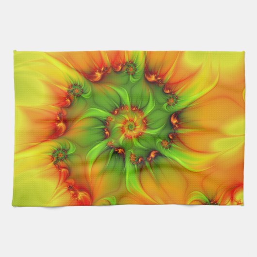 サイケデリック カラフル モダン アブストラクト フラクタル アート キッチンタオル (横)