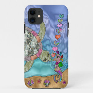 サイケデリック・シー・タートル・シーホース・アート iPhone 11 ケース