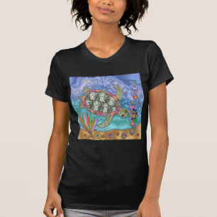 サイケデリック・シー・タートル・シーホース・アート Tシャツ