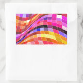 サイケデリック スクエア パターン 長方形シール (バッグ)