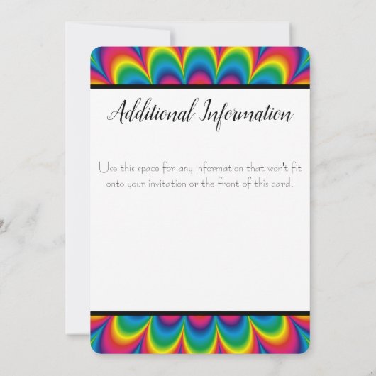 サイケデリック タイダイ追加情報カード 招待状 (裏面)