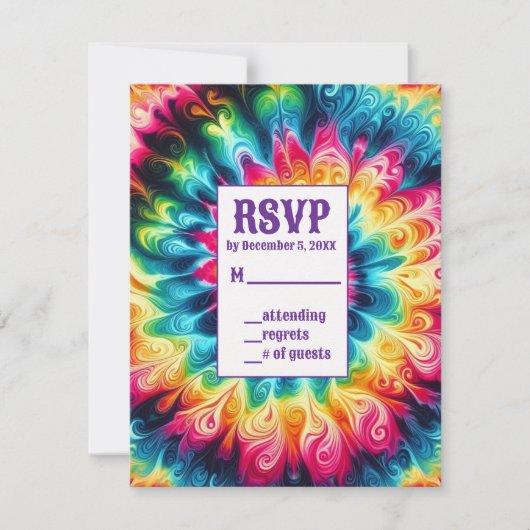 サイケデリック タイダイ RSVP カード (正面)