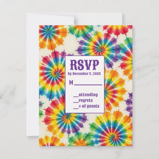 サイケデリック タイダイ RSVP カード (正面)
