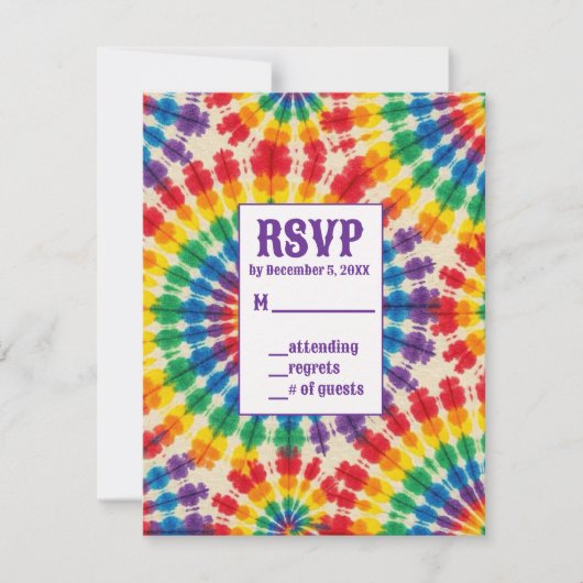 サイケデリック タイダイ RSVP カード (正面)